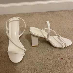White slip on heels